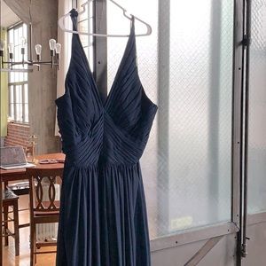 Navy blue halter bridesmaid dress